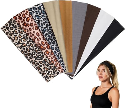Elastische antislip haarbanden voor dames en heren, ideaal voor yoga, fitness en sportactiviteiten - 9 stuks