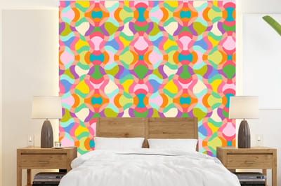 Behang - Fotobehang Design - Abstract - Kleuren - Retro - Breedte 220 cm x hoogte 240 cm