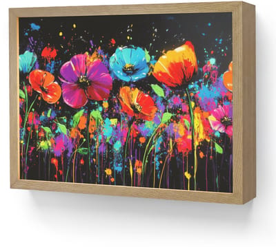 Wandlamp 40x30 cm - Oplaadbaar - Bloemen - Kleurrijk - Spetters - Wandlampen binnen woonkamer - Slaapkamer lamp - Decoratieve nachtlamp - Vloerlamp draadloos