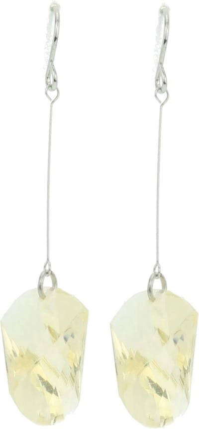 Behave - Oorbellen hanger geel facet lang zilverkleur - Zomerstijl 5 cm