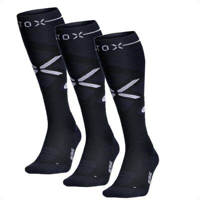 STOX Energy Socks Skisokken Heren - 3 Pack - Compressiekousen - Merino Wol Sokken Blauw - Ski & Snowboard Compressie Sokken - Maat M: 40-44