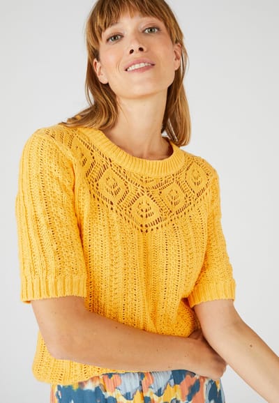 Damart - Pull met gehaakt effect - Dames - Oranje - S