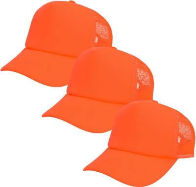 Boland pet neon - 3x - oranje - volwassenen - unisex - 80/90s thema - uv blacklight- carnaval - verstelbaar