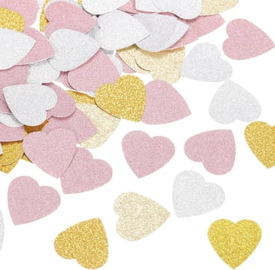 Thijox - 250 Stuks Hartvormige Glitterconfetti - Tafelconfetti in Roségoud, Zilver, Goud en Lichtgoud - Perfect voor Feesten, Bruiloften en Decoraties