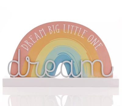 Petit Cheri Regenboog plaque, 'Dream big'