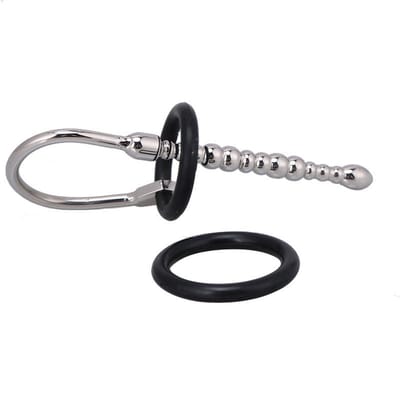 Fixxx - Geribbelde Penis Plug - Diameter 8 mm - Met Rekbare Eikelring - Zilver
