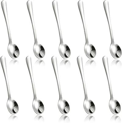 Set van 10 RVS Koffielepels van 7,5 cm - Ideaal voor Espresso, Dessert en Thee, Vaatwasmachinebestendig en Glanzend