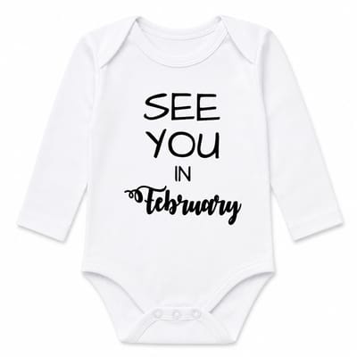 Baby rompertje met tekst Coming soon februari Bekendmaking zwangerschap 2027 aankondiging Zwangerschapsaankondiging maand February geboorte zwanger Lange mouw | wit | maat 50/56 | Cadeau voor de liefste aanstaande oma en opa oom tante papa mama