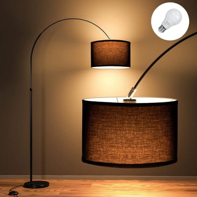 Core® Booglamp - Woonkamer Booglamp - Eetkamer Booglamp - 180x108 - Stoffen Lampenkap - Bruin/Zwart - 70cm x 29cm x 165cm