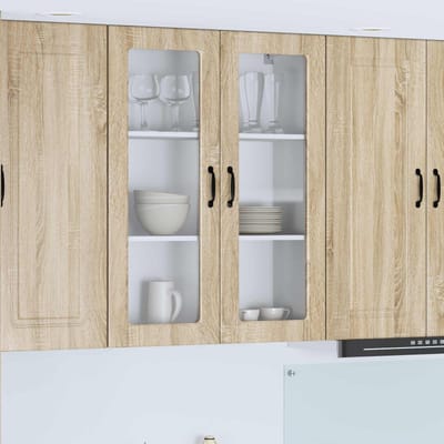 vidaXL - Wandglas - Kasten - PORTO - Sonoma - Eik - 80 - x - 31 - x - 100 - cm - Bewerkt - hout