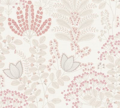 BLOEMEN BEHANG | Botanisch - Wit Taupe Roze Rood Grijs - LivingWalls Famous Garden