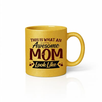 Luxe Awesome Mom Gouden Koffiemok - Uniek Moederdag Cadeau - Goudkleurige Mok