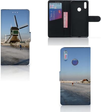 Boekhoesje voor Huawei Y7 (2019) Flip Cover Schaatsers
