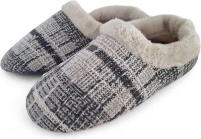 Dames pantoffel - zachte voering - maat 38 - kleur grijs - geruit - kerst - cadeau