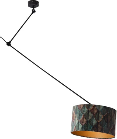 Qazqa klassiek hanglamp - Blitz Shade - zwart goud, rond, 40cm, ideaal als hal, keuken, slaapkamer en woonkamer lamp