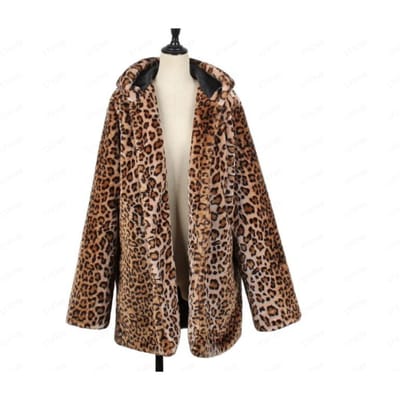 Manteau d'hiver en fausse fourrure à capuche imprimé léopard vestes chaudes de luxe pour femmes manteaux pour femmes veste de mode L léopard