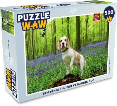 Puzzel Een Beagle in een kleurrijk bos - Legpuzzel - Puzzel 500 stukjes
