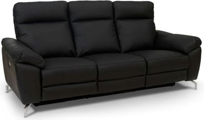 3-Zits Bank Zwart - Metaal/Leer - 222x96x101cm - Selesta