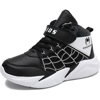 Nieuwe Kinderen High-top Outdoor Sneakers Jongens Casual Ademende Tennisschoenen Comfortabel Meisje Antislip Basketbal Sportschoenen 39 zwart