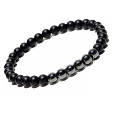 Sorprese armband - Classic - armband heren - zwart/antra -kralen - 20,5 cm - cadeau - Model O