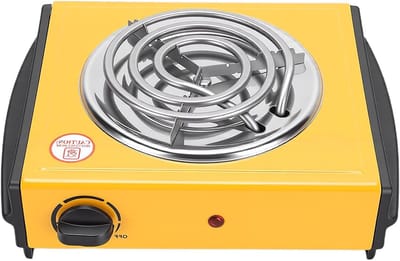 Luocute Elektrische Kookplaat, 1000 W Enkele Brander met Nauwkeurige Temperatuurregeling, Roestvrijstalen Kookplaat voor Het Zetten van Koffie, Thee en Thuis Koken