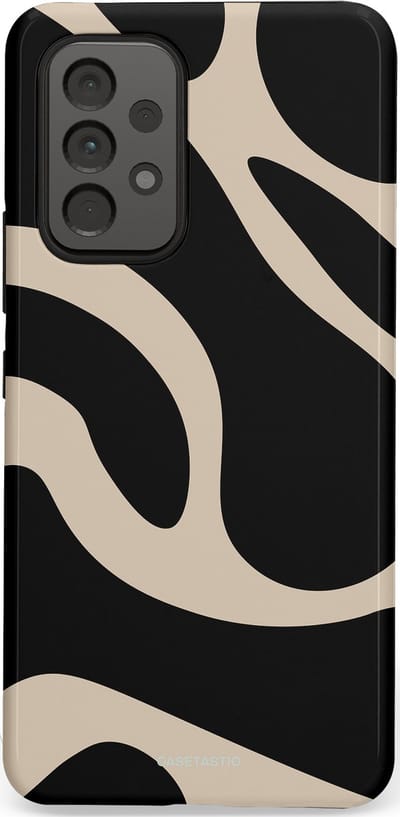 Casetastic hoesje geschikt voor Samsung Galaxy A53 (2022) 5G - Dubbellaagse bescherming - Zwart Zand Organische Golven - Fashion Case - Zwart Zand