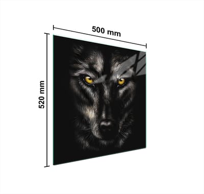 TMK ArtDeko Serie - Glazen Beschermplaat voor Fornuis - 50x52 cm - Multifunctioneel - Wolf Motief
