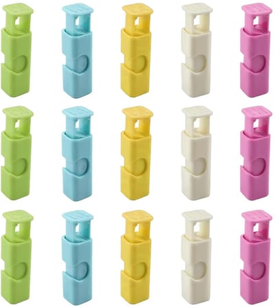 Dailygoods- Broodzakclips 15 Stuks - Herbruikbare Voedselclips - Antislip Grip - Kunststof - Ideaal voor Brood/Snacks - Afmetingen 1,5 cm x 6 cm