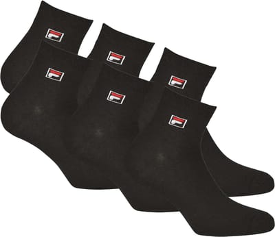 FILA - Quartersokken / Enkelsokken - 6 Pack - Maat 35/38 - Zwart - Klein Logo op de enkel