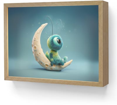 Nachtlampje 40x30 cm - Kinder lamp - Maan - Ruimtewezen - Blauw - Tafellamp kinderkamer draadloos - Slaapkamer lampje - Bedlamp kinderen - Kinderlampje - Wandlamp babykamer - Nachtlampjes
