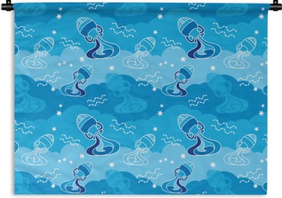Wandkleed - Wanddoek - Aquarius - Design - Zodiac - 120x90 cm - Wandtapijt