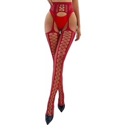 Kave 1 Paar Visnet Panty's Dames Panty Nylon Slim Ondergoed Hoge Taille Sexy Jarretels Gat Brekend Stijl Panty's One Size brown