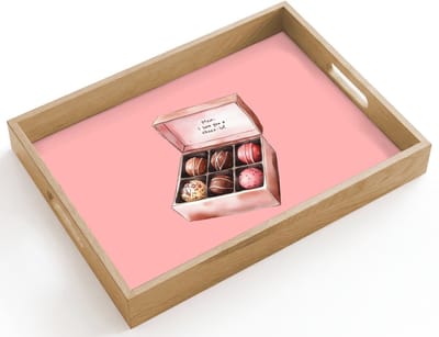 Dienblad hout 40x30 cm - Schootdienblad - Doosje - Bonbons - Liefdevolle - Tekst - Borrelplank rechthoek - Plateau dienbladen