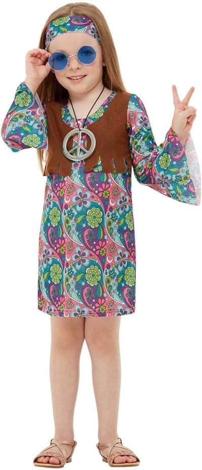 FUNIDELIA Hippie kostuum voor meisjes - Maat: 135 - 152 cm