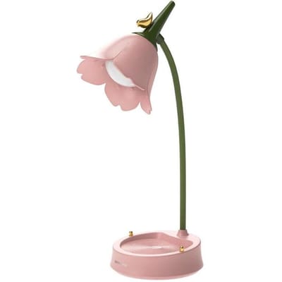 Bloemvorm LED-bureaulamp Studentenslaapkamer Kamerverlichting Touch-leeslamp Oogbescherming Multifunctionele lamp Tafellamp roze