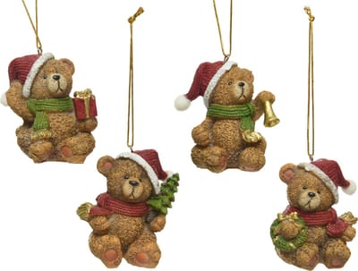 Decoris kersthanger beer polyresin kerstdecoratie 6x4,7x4,4cm bruin.