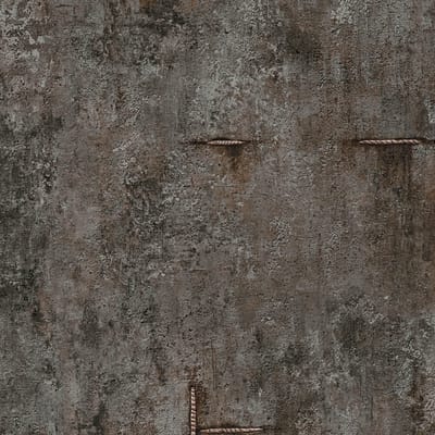 Uni kleuren behang Profhome 790855-GU vliesbehang hardvinyl warmdruk in reliëf licht gestructureerd in betonlook en metalen accenten antraciet zwartgrijs koper 5,33 m2