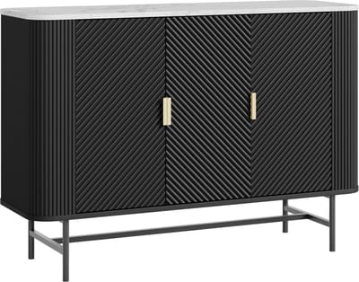 Dressoir Olvehok 110x40x77 cm marmerlook wit en zwart [en.casa]