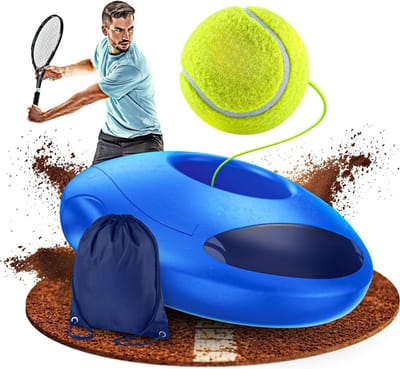 DailySupplies® Tennispaal - Swingball - Tennis Paal Met 2 Ballen - Tennispaal Swingbal - Tennispaal Kinderen En Volwassenen – Tennis Trainer –Blauw met geel
