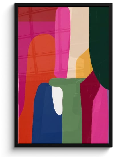 Poster in lijst - Fotolijst 60x90 cm - Posters - Kleurvakken - Recht - Rond - Abstract - Posterlijst zwart - Decoratie - Wanddecoratie woonkamer - Muurdecoratie slaapkamer