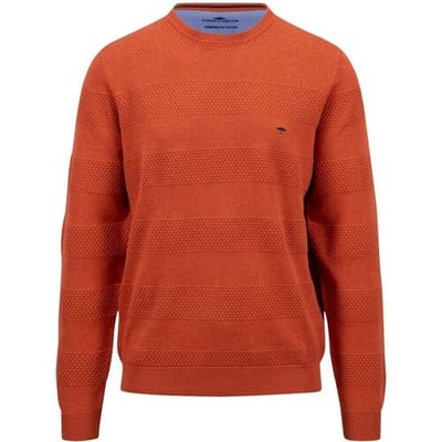 Fynch-Hatton Trui Uni Color Texture Mix Superfine Cotton O-Neck Roest / male