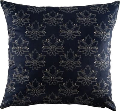 Tiseco - Kussen (gevuld) - Bloementekening print - 45x45 cm, blauw beige