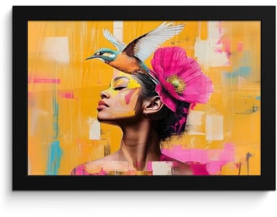 Poster in lijst - Fotolijst 30x20 cm - Posters - Vogel - Vrouw - Abstract - Bloem - Posterlijst zwart - Decoratie - Wanddecoratie woonkamer - Muurdecoratie slaapkamer