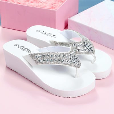 Damespantoffels met dikke bodem Sponge Cake-slippers Aan zee Vakantie Bovenkleding Eva Beach Clip Zomerplatformslippers voor dames 40 wit