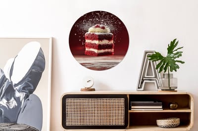 WallCircle - Wandcirkel - Muurcirkel - Rode - Velvet - Taart - Eten - Aluminium - Dibond - 60x60 cm - Binnen en Buiten