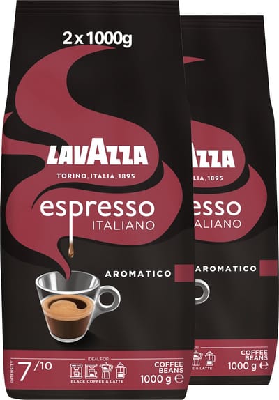 Lavazza Espresso Italiano Aromatico Koffiebonen - Koffie Blend van Robusta en Arabica Bonen - Intensiteit 7/10 - 2 x 1000 gram