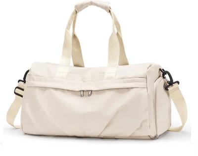 CarryQuest® - Weekendtas - Sporttas - Waterdicht Nylon - 20-35L - Beige - 23x23x43cm - Georganiseerd en Stijlvol