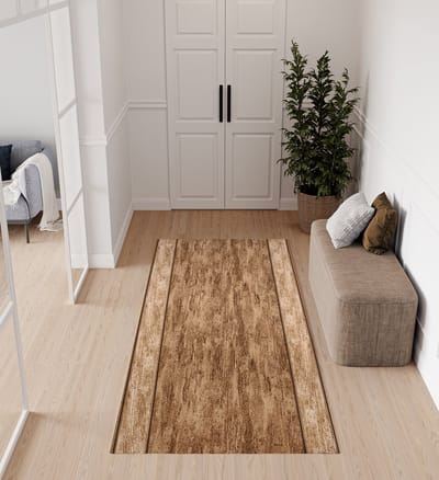 Tapiso Antislip Rubber Mat Beige Bruin Gang Rubbermat Tapijt Maat- 100x200