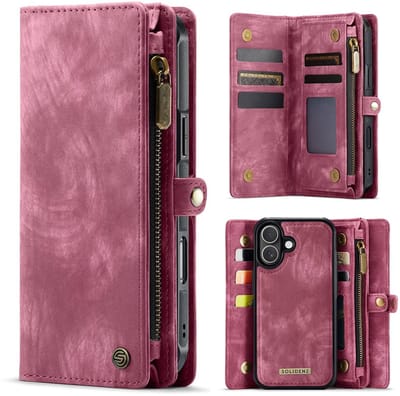 Solidenz Hoesje - Geschikt voor Apple iPhone 17 - Urban Wallet - Rood