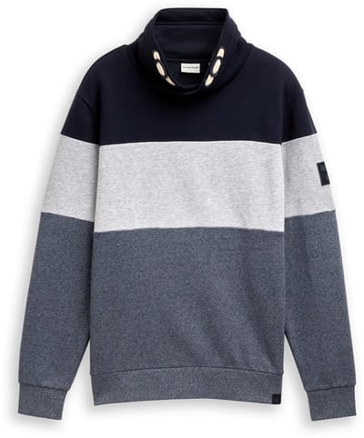 Tom Tailor - Snood Sweatshirt met colour blocking - Maat S - navy grindle structure
